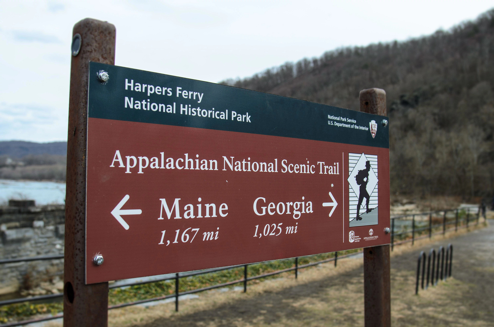 a sign on the Appalachian Trail from the C&O Canal Towpath