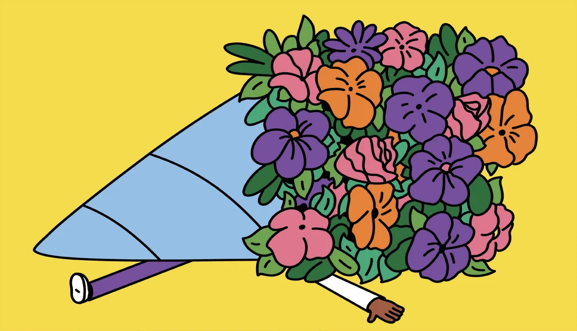 flowers on top of someone