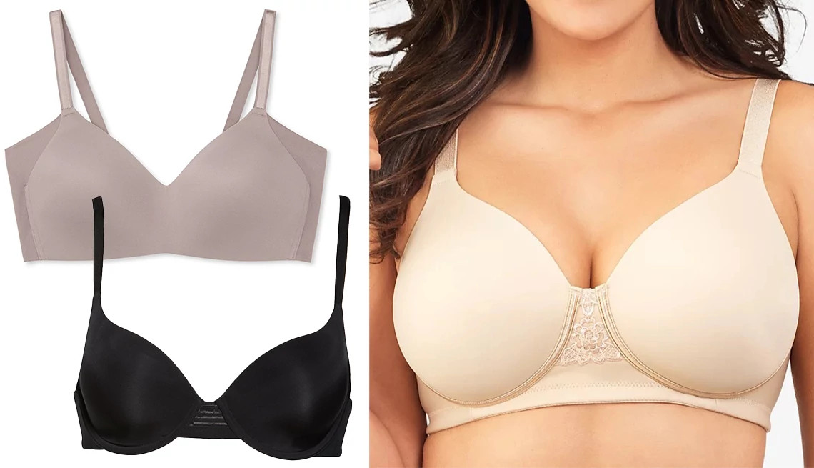 a collage with three different bras