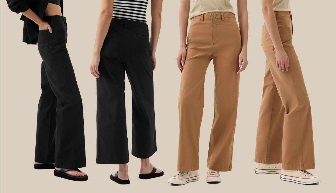 black and tan wide leg pants