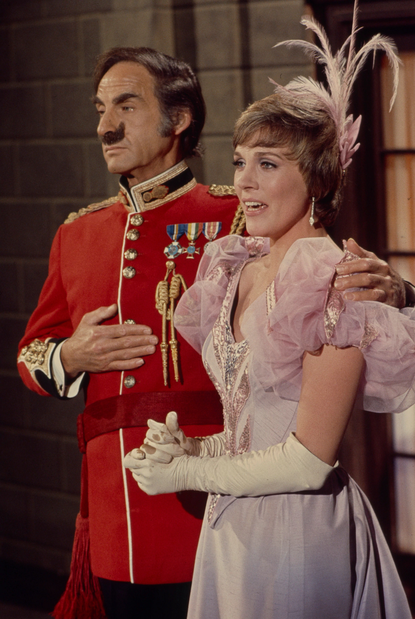 sid caesar in costume with julie andrews in a scene from an episode of the julie andrews hour