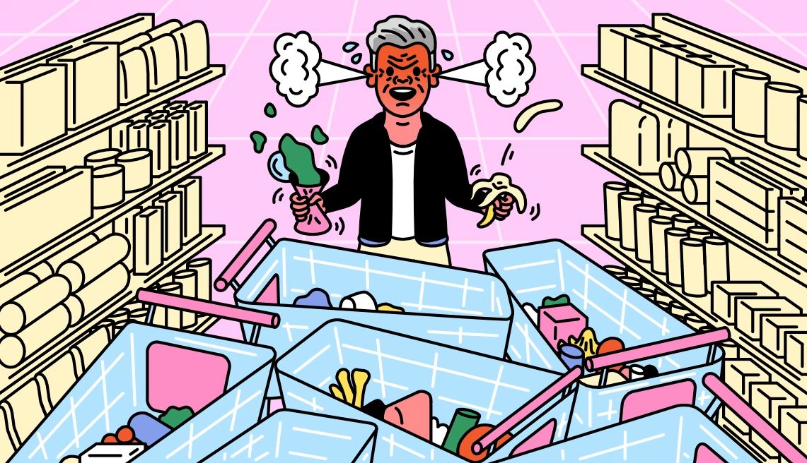 Grumpy Shopkeeper Shoppers Rude Behavor at the Grocery Store