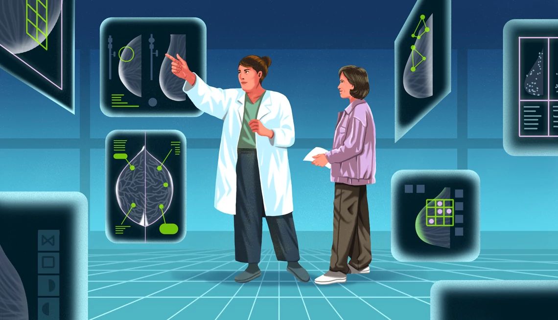 AI Is Making Mammograms More Accurate doctor showing mammogram