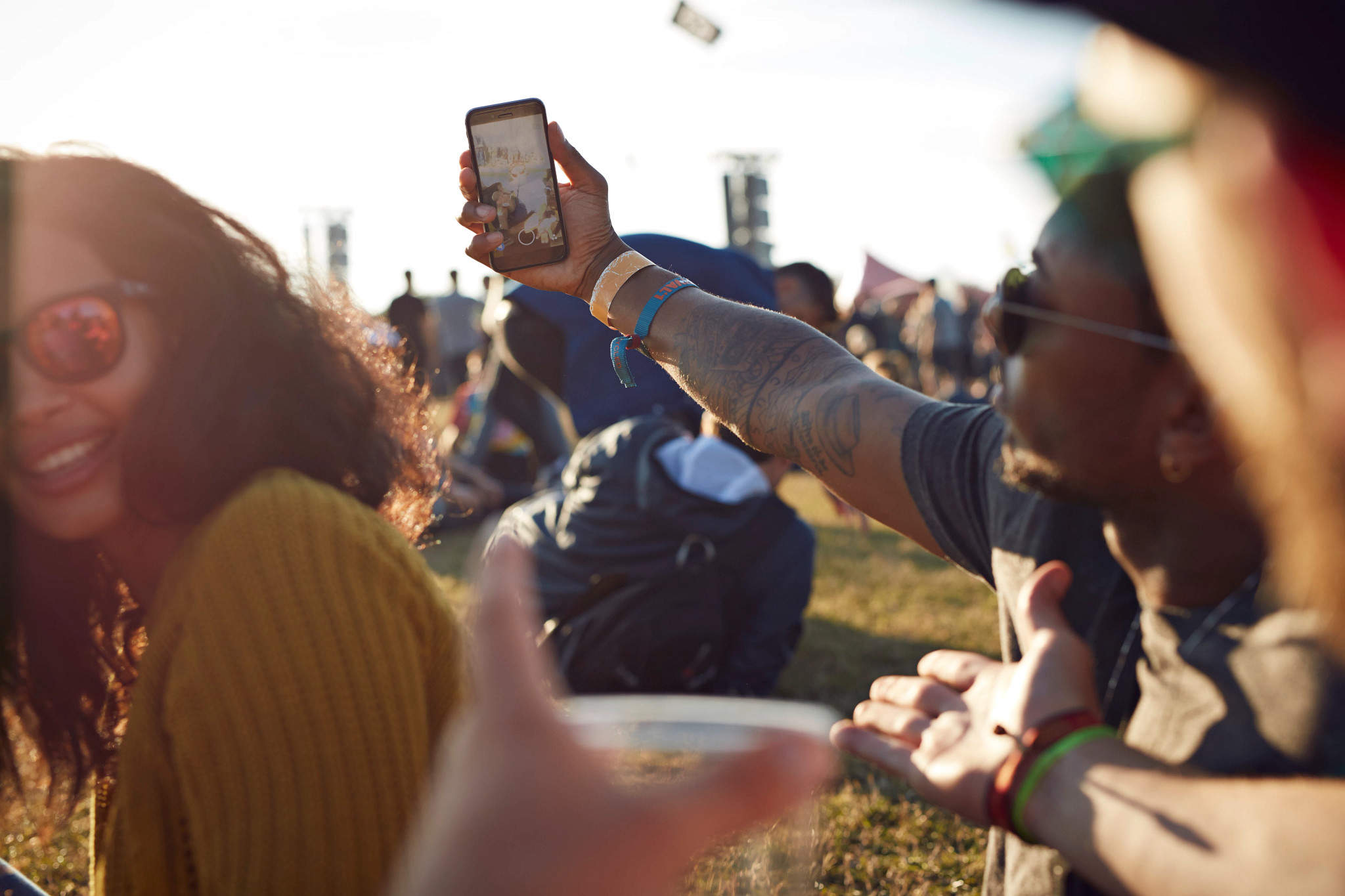 Friends at music festival