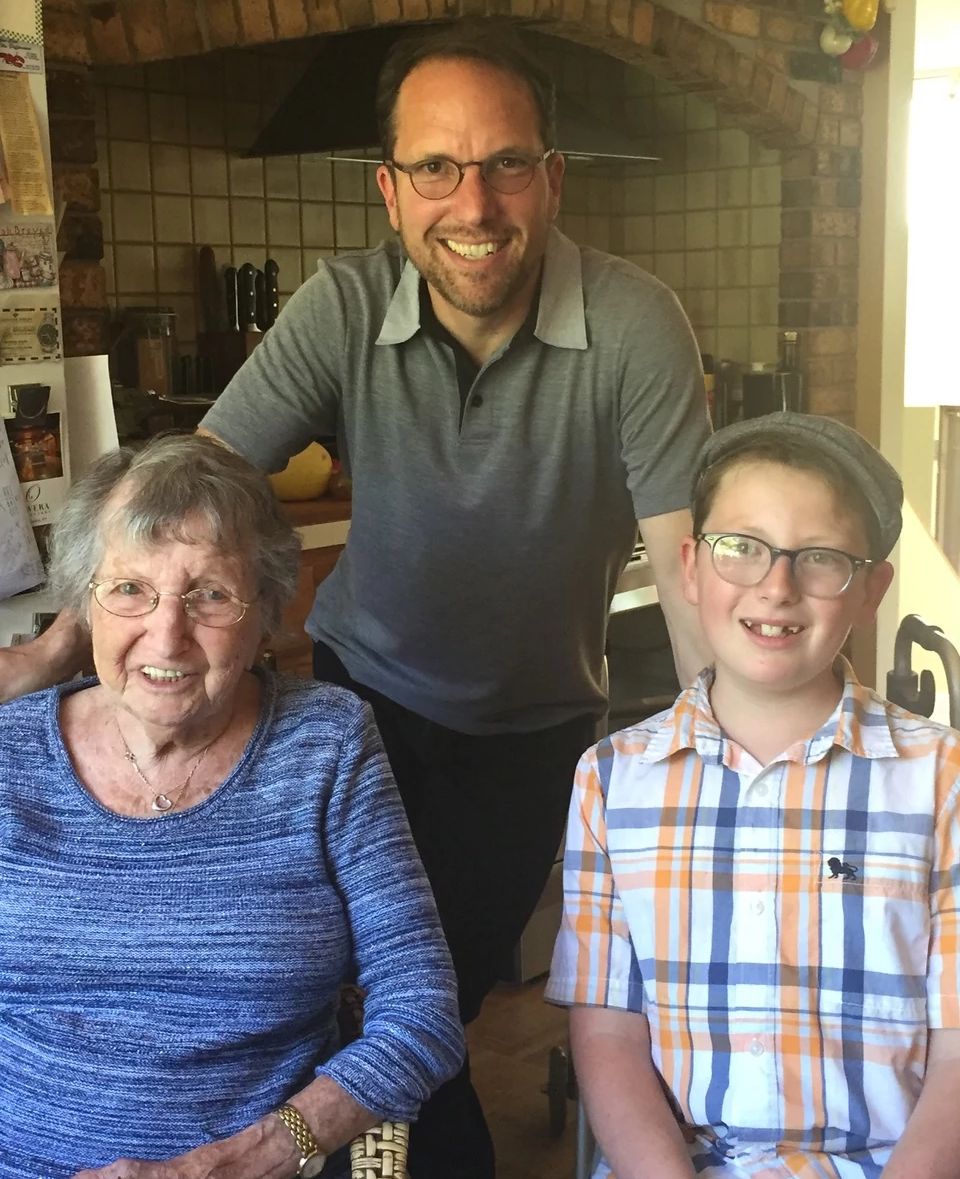 Tale of Two Grandmothers A photo shows David Hochman, along with his son, and his Grandma Charlotte.