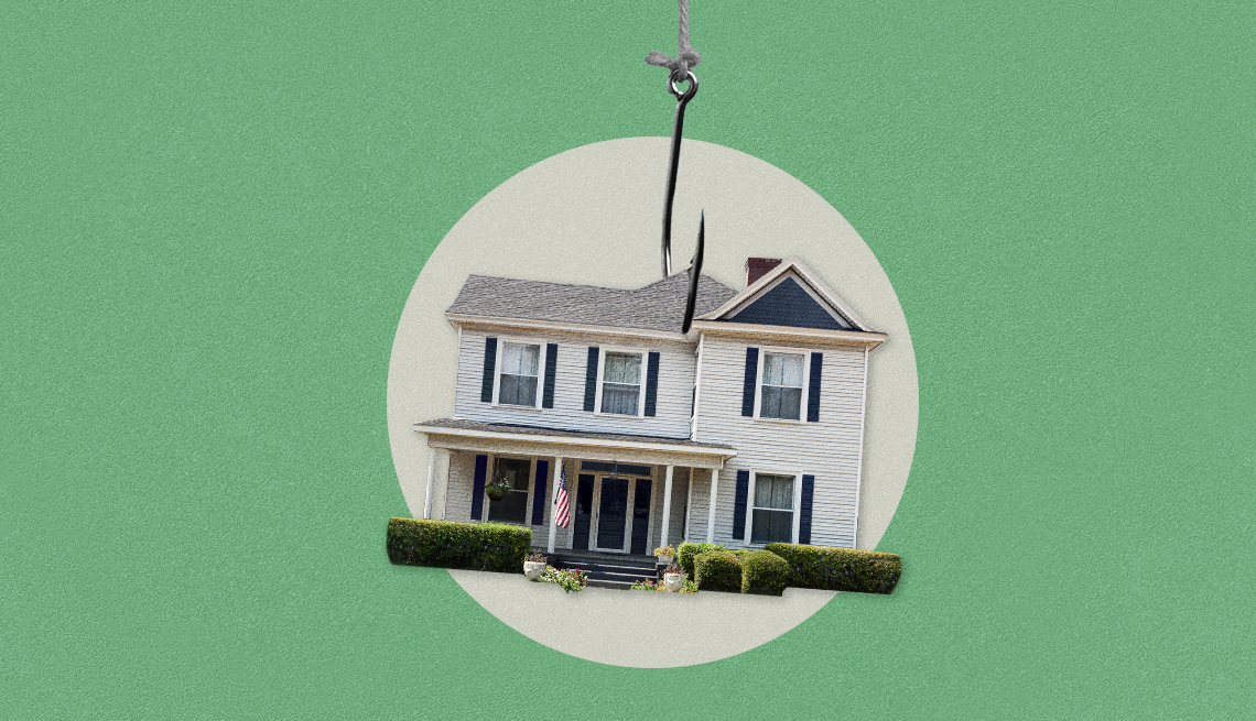 title theft is a surprisingly common scam a picture of a house with a fishing hook through it