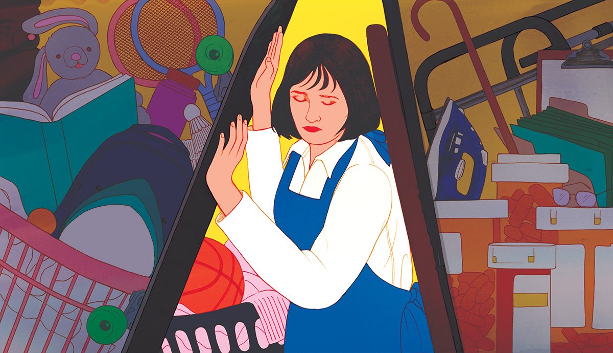 a person being sandwiched between different tasks