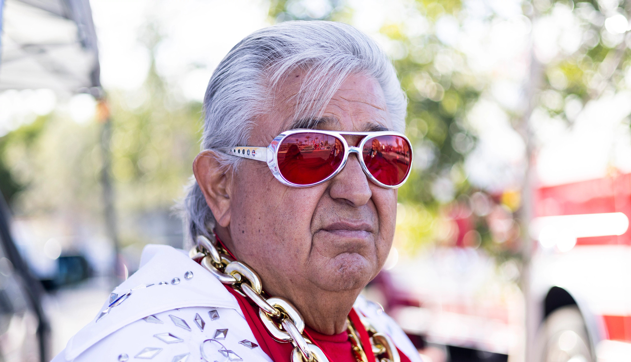 a man dressed as elvis