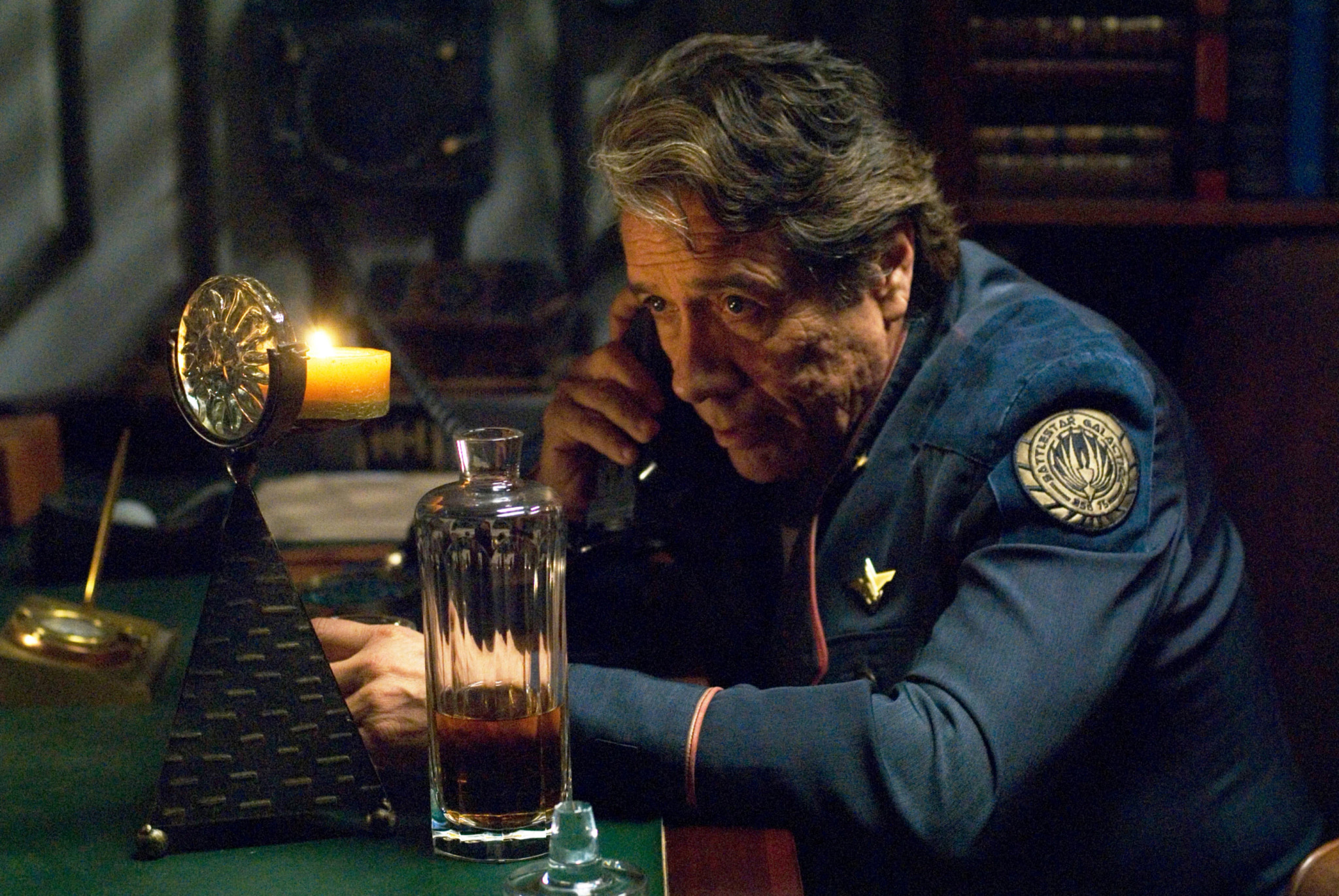 edward james olmos in a scene from battlestar galactica