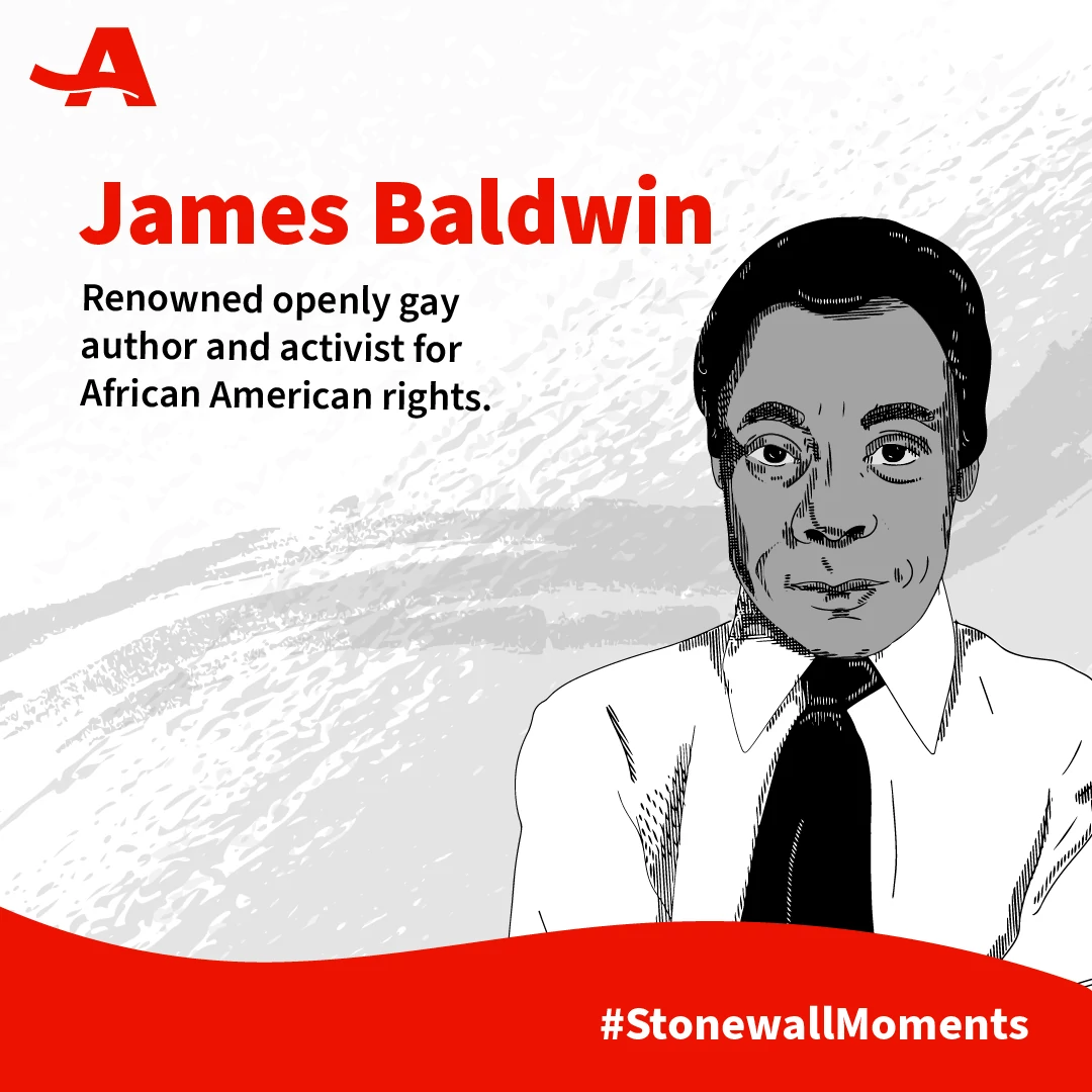 james baldwin, renowned and openly gay author and activist for african american rights