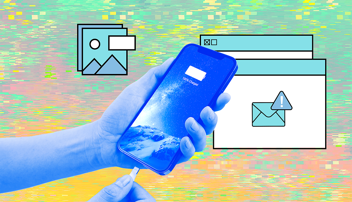 mano sosteniendo un teléfono inteligente con íconos a su alrededor
