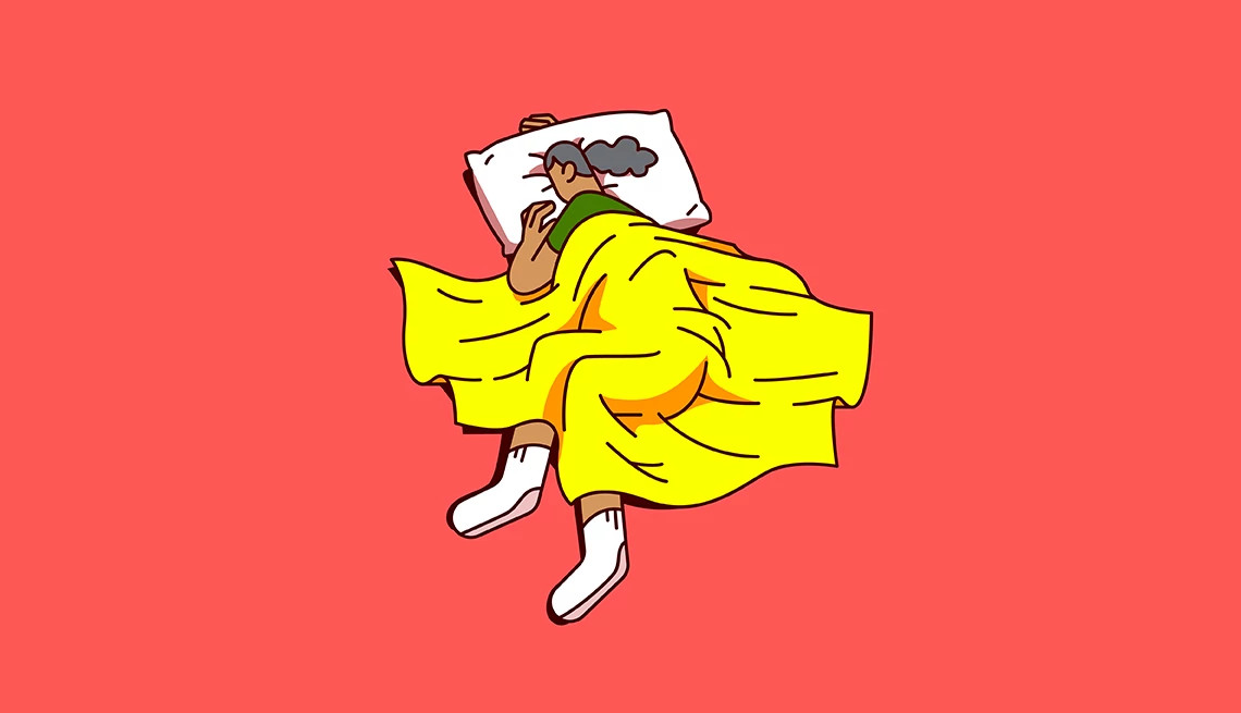illustration of someone sleeping with socks on