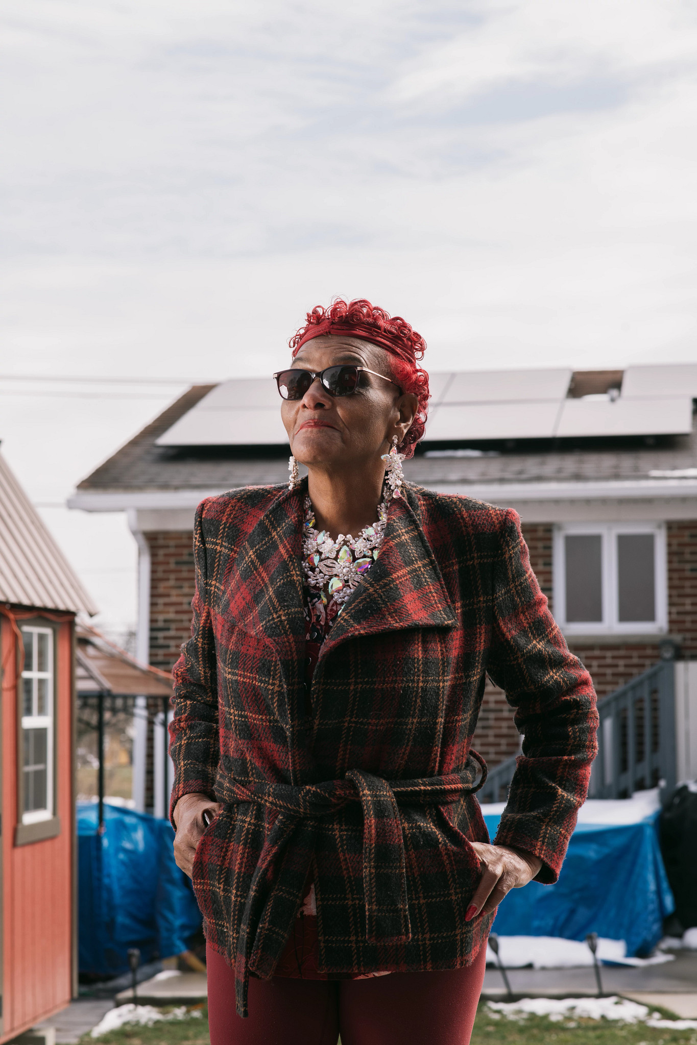 a person in their backyard