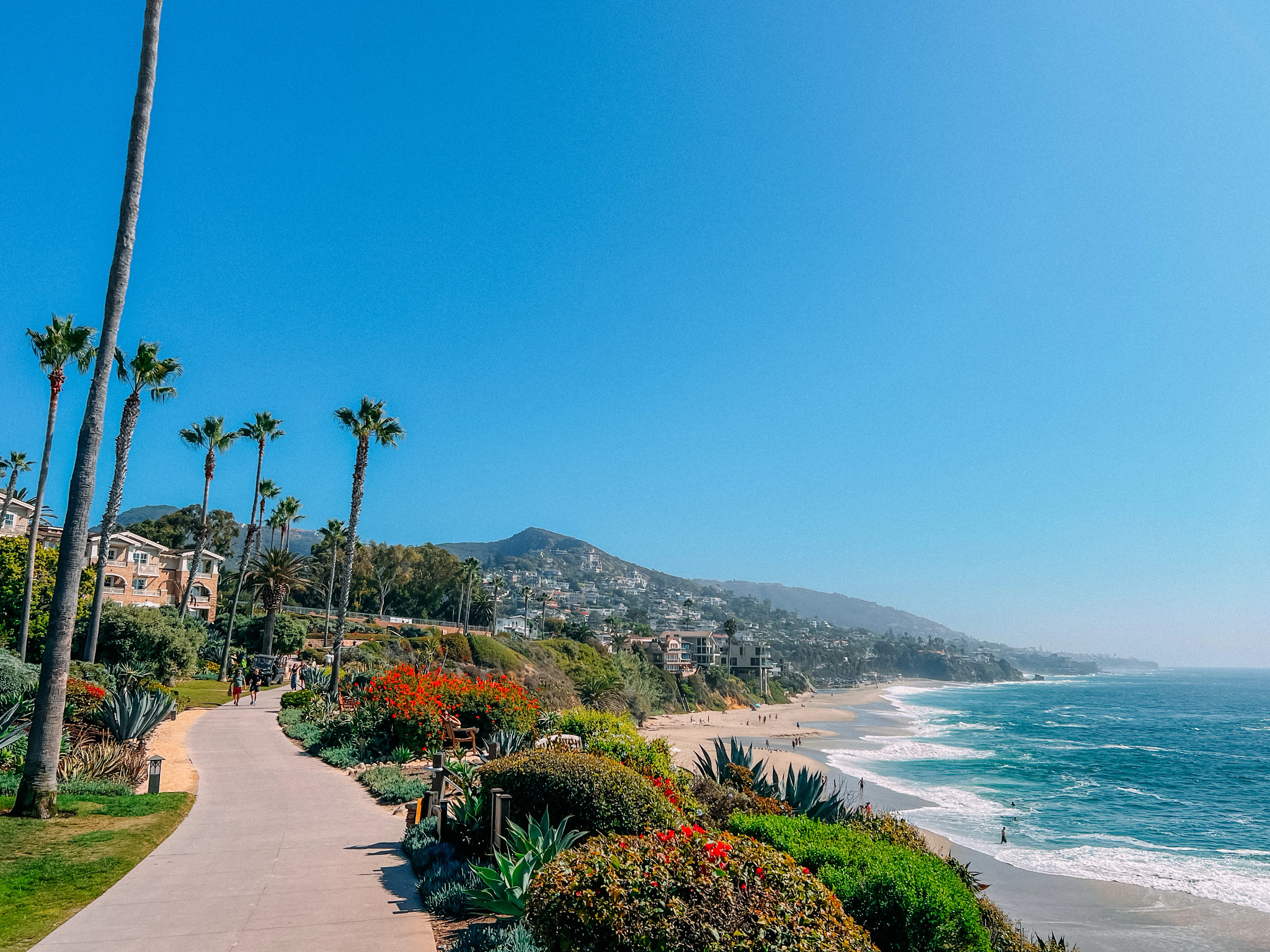 a walkway above a beach