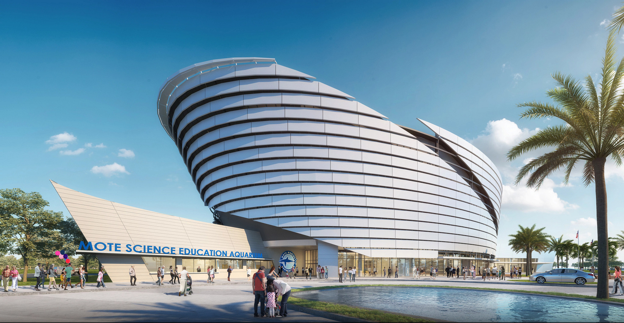 Representación del edificio del Acuario Mote Science Education