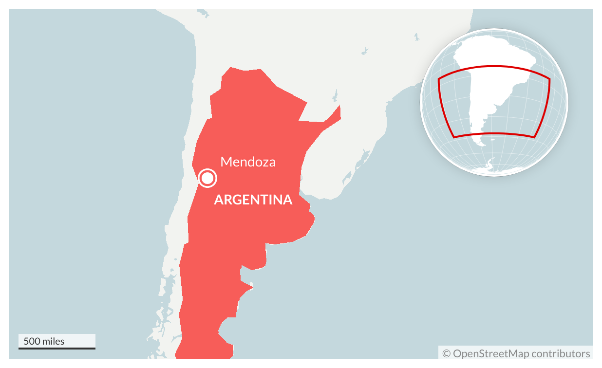 Map of Mendoza, Argentina