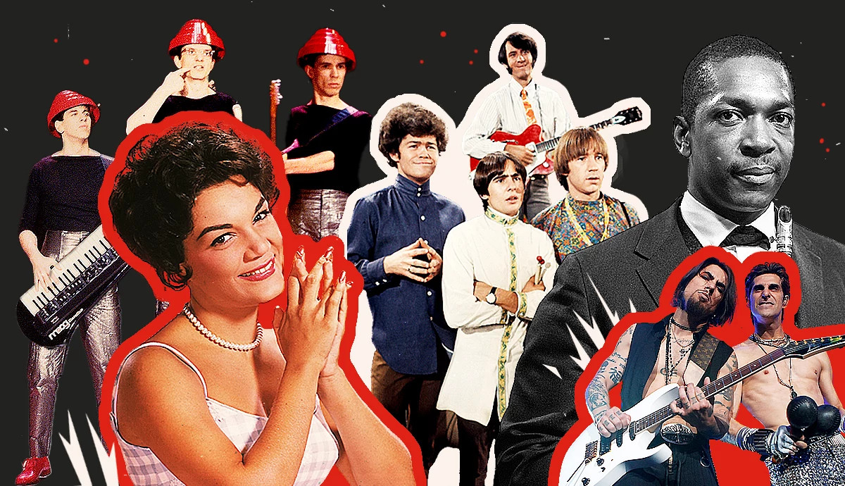 A collage with bands and musicians that are not in the Rock and Roll Hall of Fame.