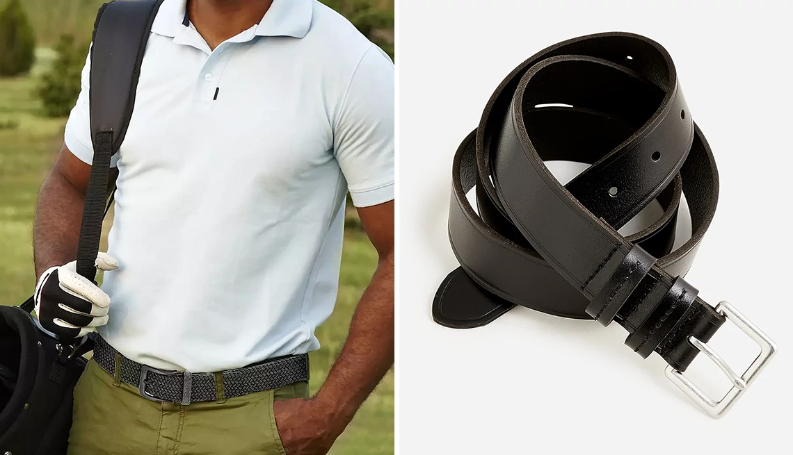 Gallery Seven Men’s Braided Stretch Belt; J.Crew Italian Pull-Up Leather Belt for Men