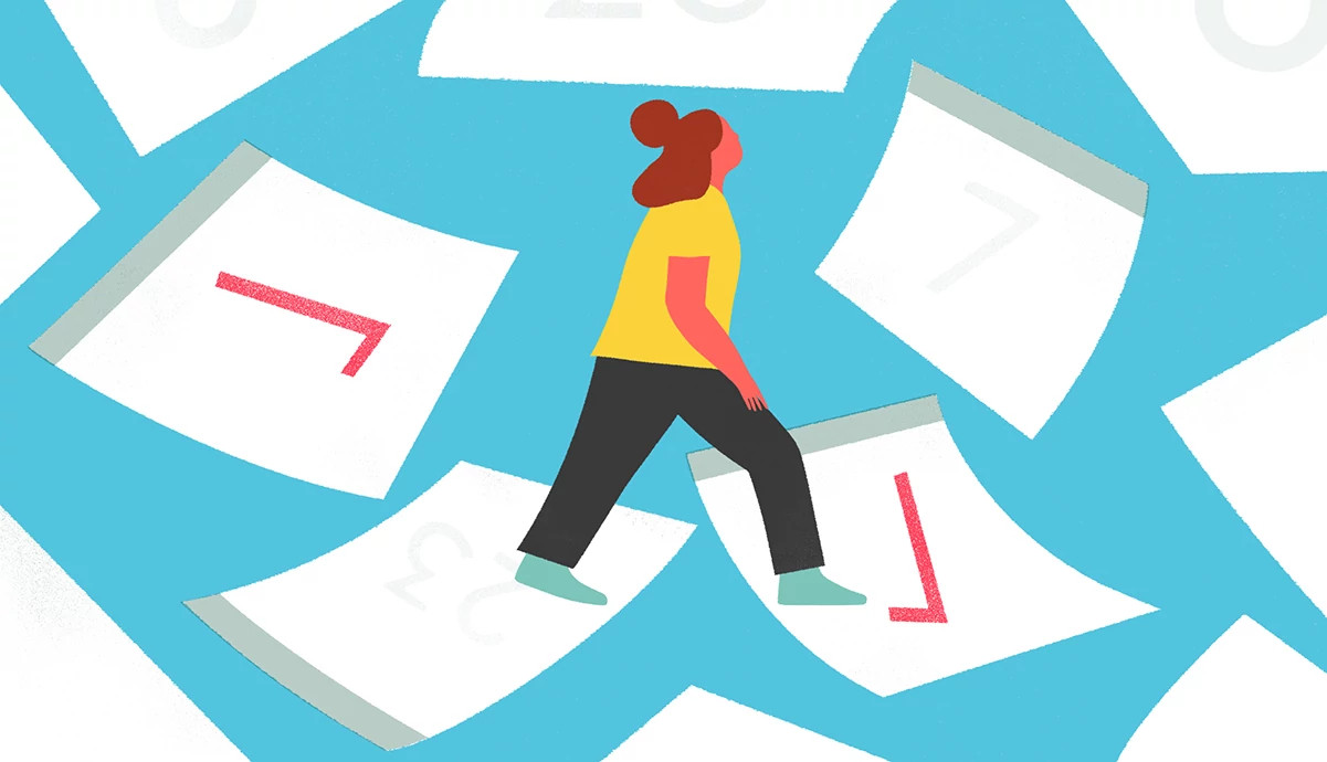 Illustration of woman on sofa.