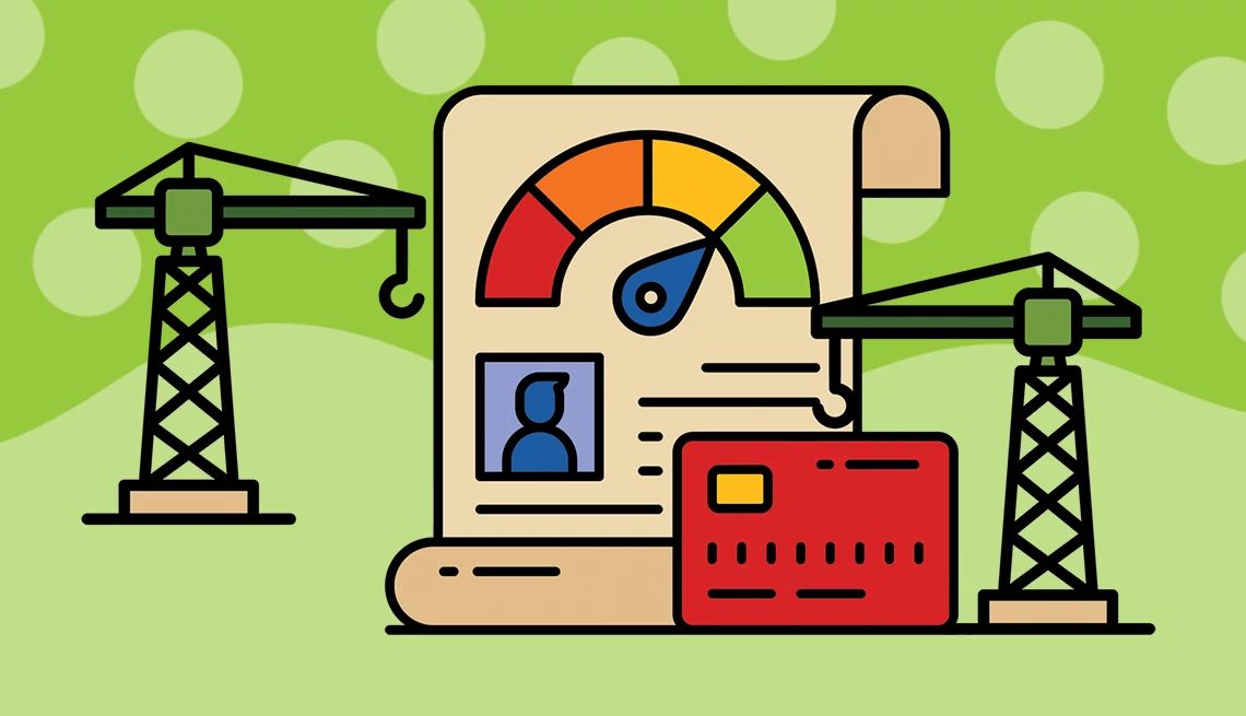 Help Build Credit for Your Child a credit card and credit report illustration