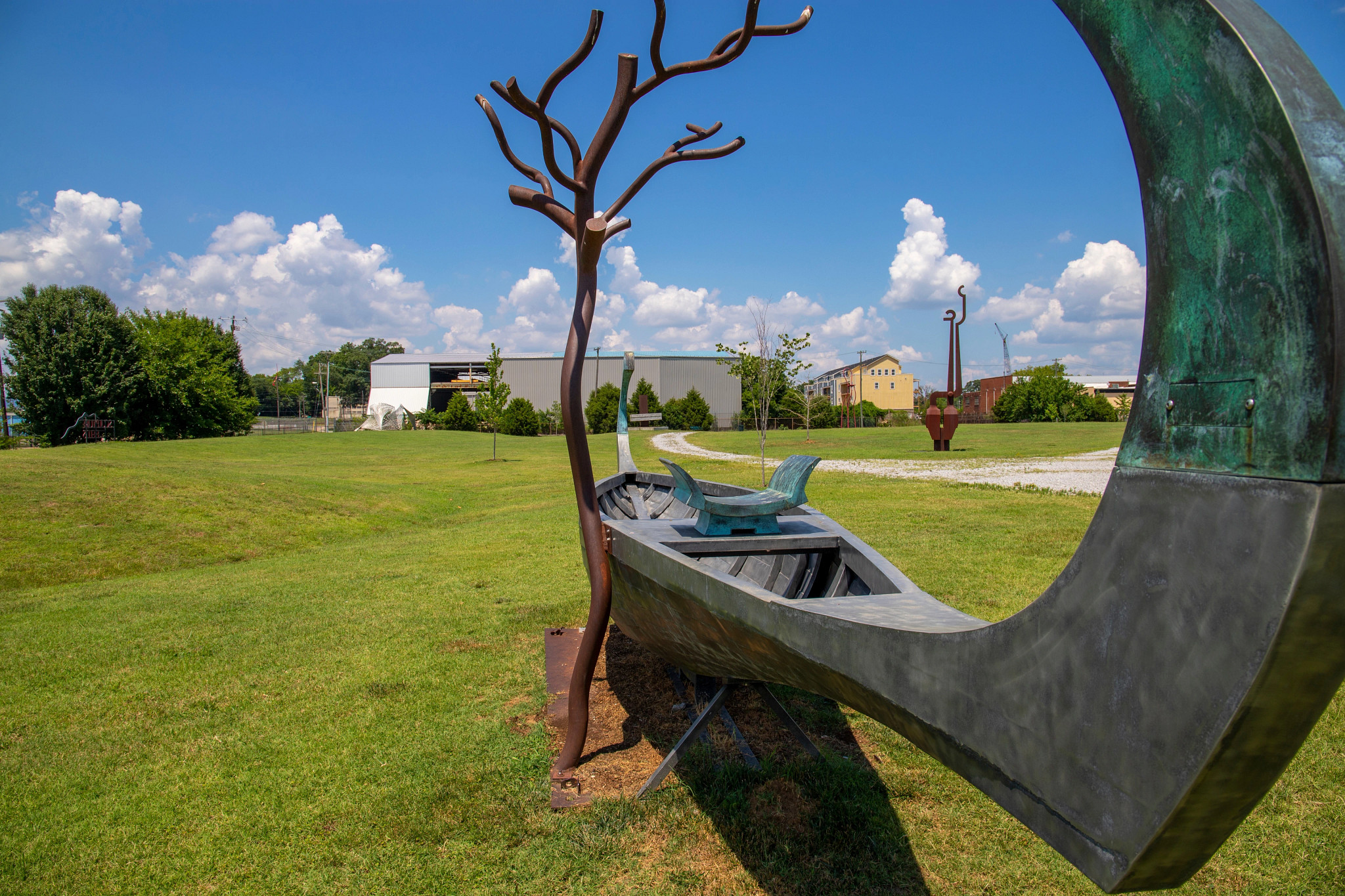 a boat shaped sculpture