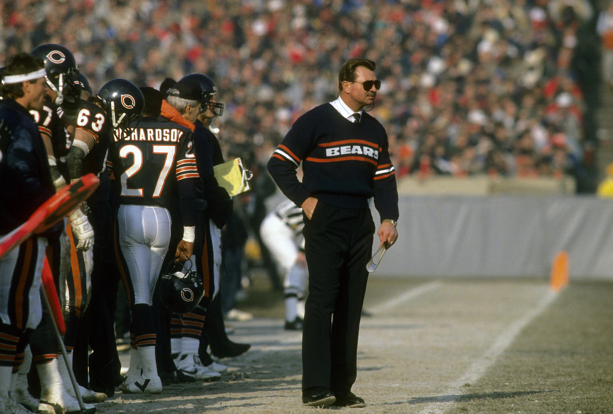mike ditka on the sidelines as coach of the chicago bears in the 1980s