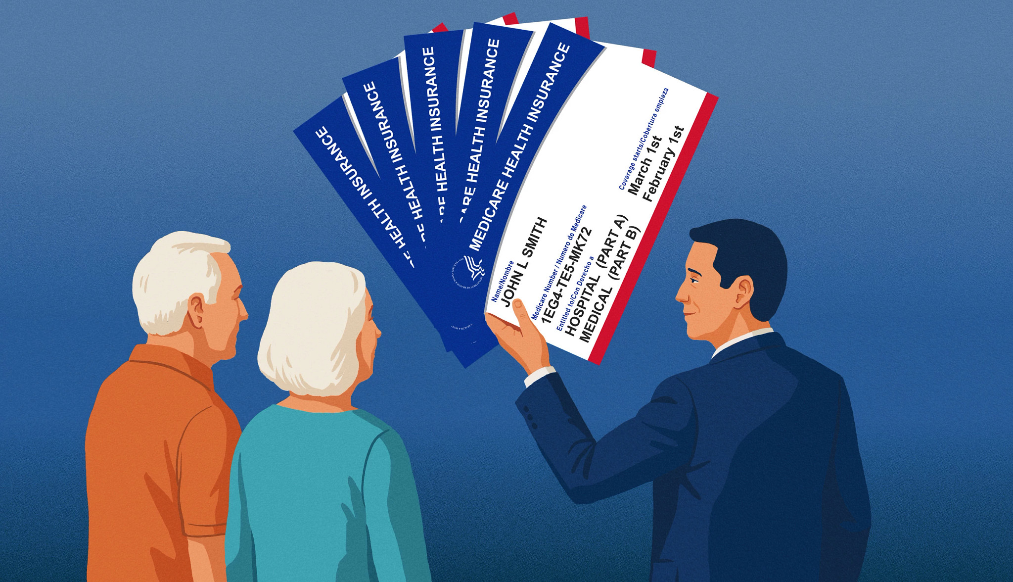 man showing a couple medicare cards