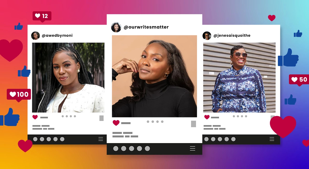 photo collage of 3 black female influencers to follow on social media, instagram, tiktok