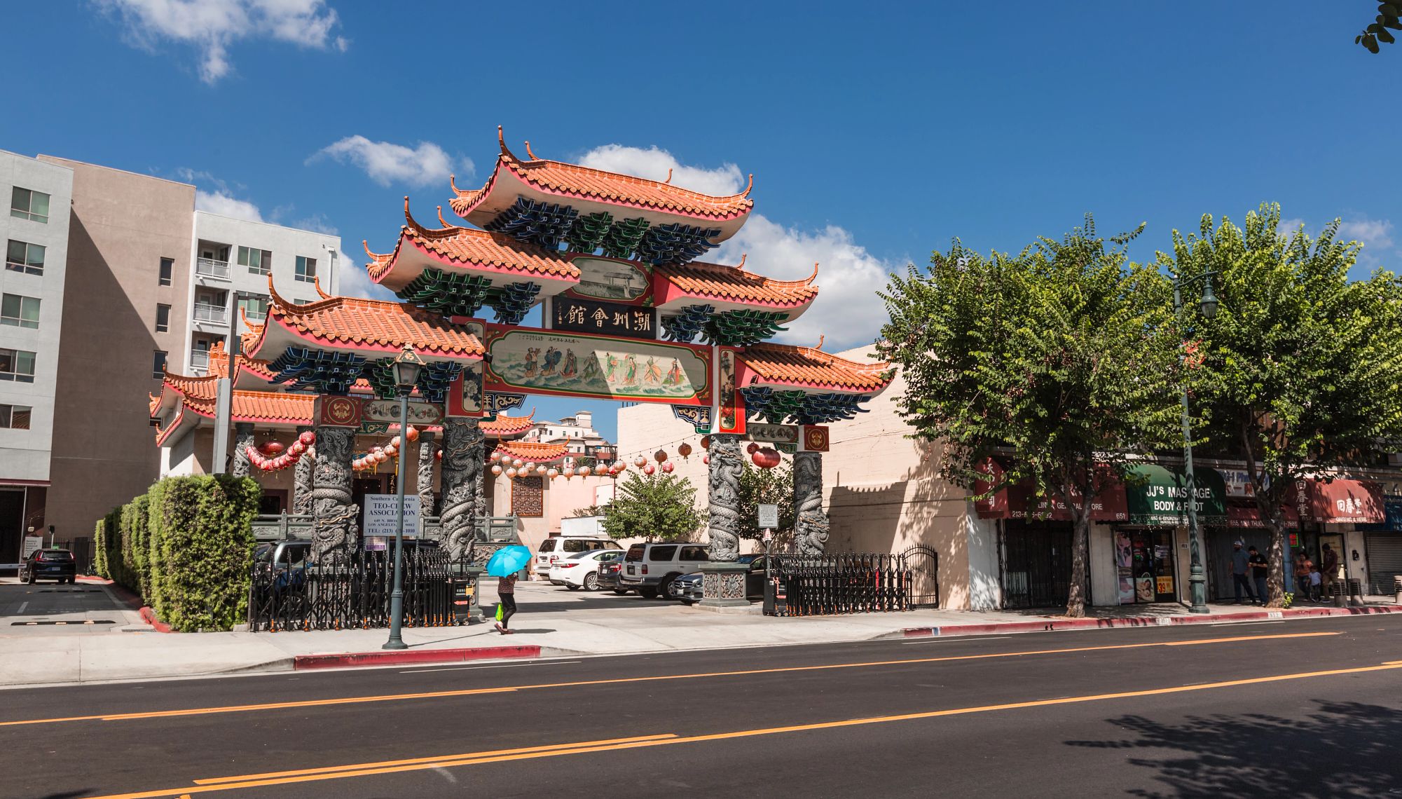 a woman walking in Chinatown, Los Angeles